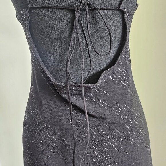 Women's Black Spaghetti Strap Asymmetrical Party Dress - Picture 6 of 16